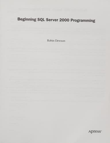 Beginning SQL Server 2000 Programming