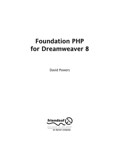 Foundation PHP for Dreamweaver 8