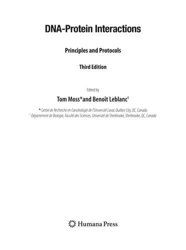 DNA-Protein Interactions Principles and Protocols, Third Edition