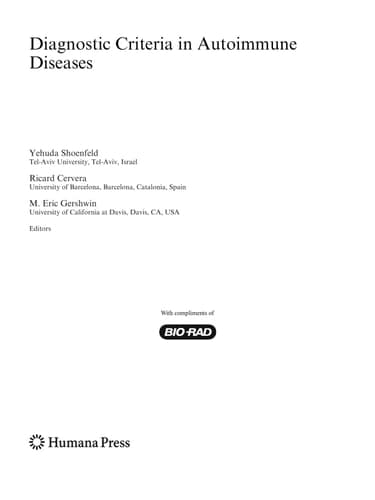 Diagnostic Criteria in Autoimmune Diseases