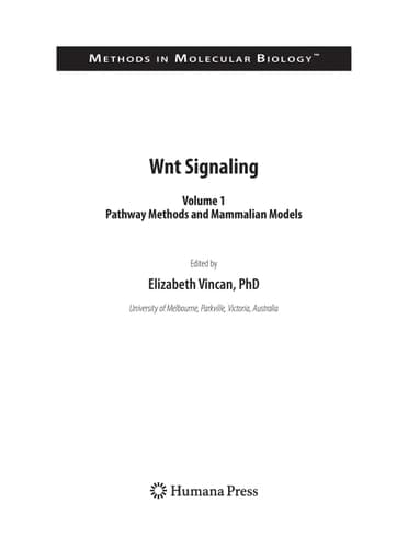 Wnt Signaling Volume 2, Pathway Models