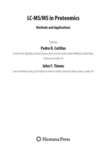LC-MS/MS in Proteomics Methods and Applications