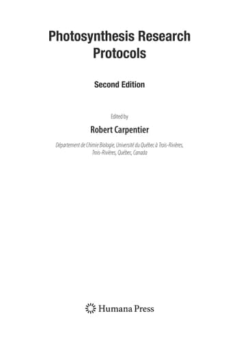 Photosynthesis Research Protocols
