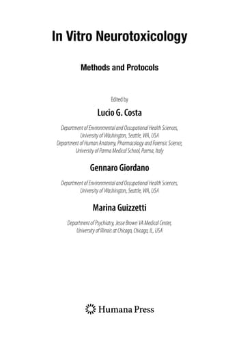 In Vitro Neurotoxicology Methods and Protocols
