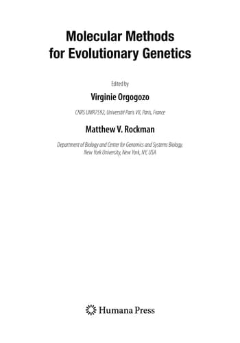 Molecular Methods for Evolutionary Genetics