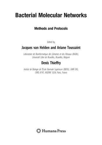 Bacterial Molecular Networks Methods and Protocols