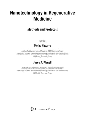Nanotechnology in Regenerative Medicine Methods and Protocols
