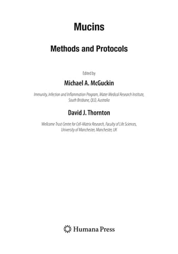 Mucins Methods and Protocols