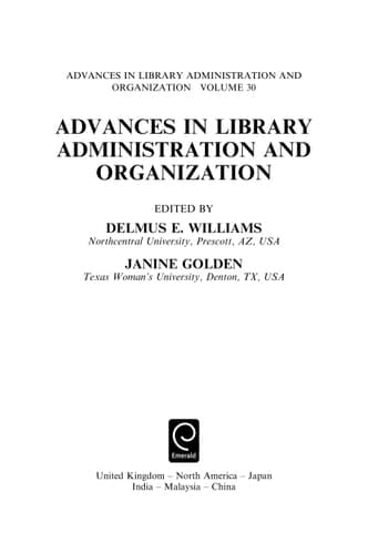 Advances in Library Administration and Organization