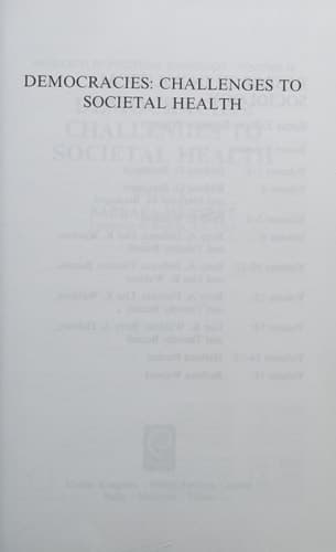 Democracies Challenges to Societal Health