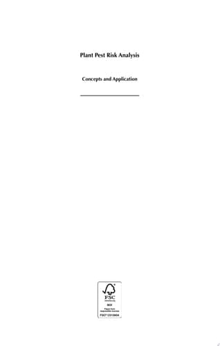 Plant Pest Risk Analysis Concepts and Application