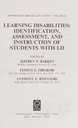 Learning Disabilities Identification, Assessment, and Instruction of Students with LD