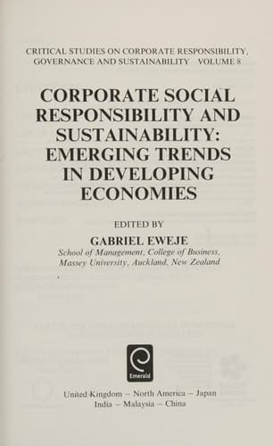 Corporate Social Responsibility and Sustainability Emerging Trends in Developing Economies