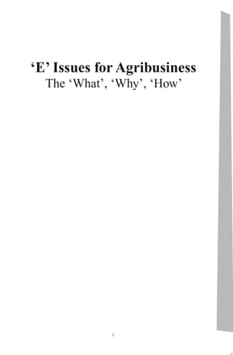 'E' Issues for Agribusiness The 'what', 'why', 'how'