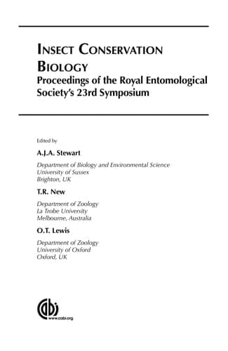 Insect Conservation Biology Proceedings of the Royal Entomological Society's 23nd Symposium