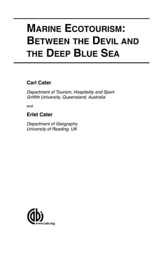 Marine Ecotourism Between the Devil and the Deep Blue Sea