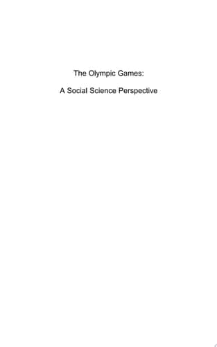 The Olympic Games A Social Science Perspective