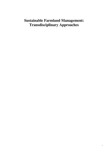 Sustainable Farmland Management Transdisciplinary Approaches