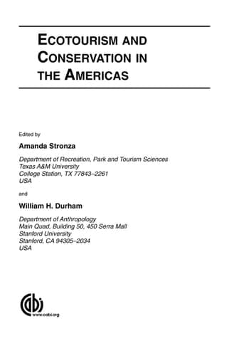 Ecotourism and Conservation in the Americas