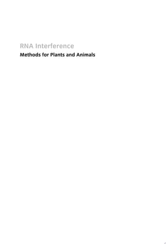 RNA Interference Methods for Plants and Animals