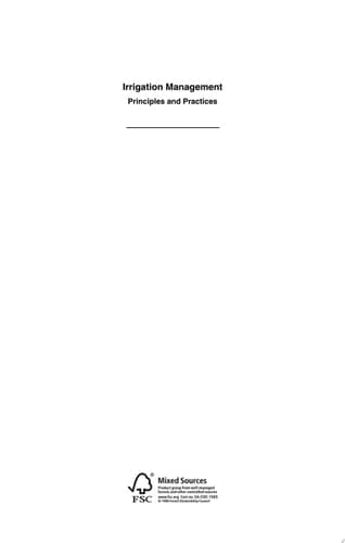 Irrigation Management Principles and Practices