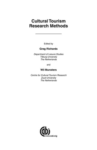 Cultural Tourism Research Methods