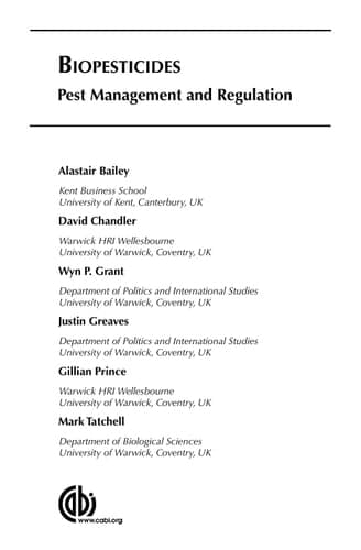 Biopesticides Pest Management and Regulation