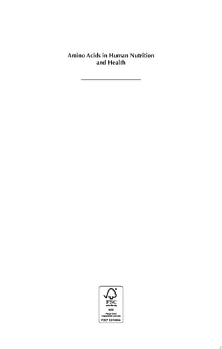 Amino Acids in Human Nutrition and Health