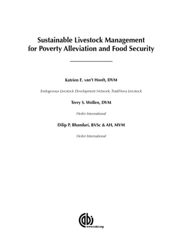 Sustainable Livestock Management for Poverty Alleviation and Food Security