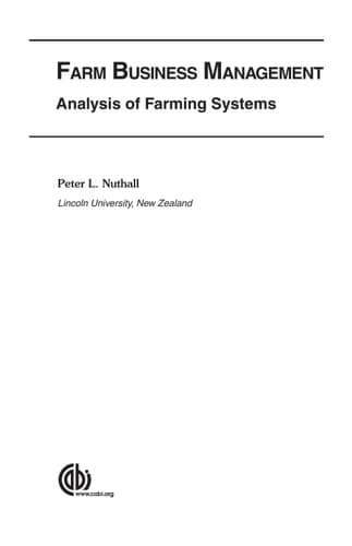 Farm Business Management Analysis of Farming Systems