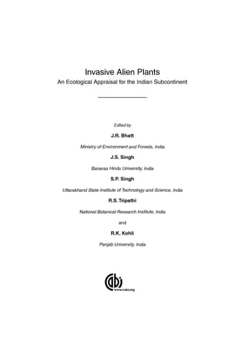 Invasive Alien Plants An Ecological Appraisal for the Indian Subcontinent