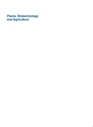Plants, Biotechnology and Agriculture