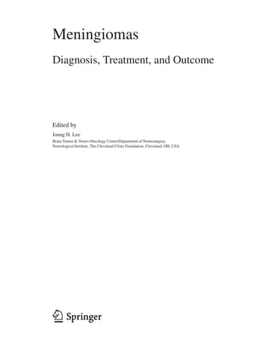 Meningiomas Diagnosis, Treatment, and Outcome
