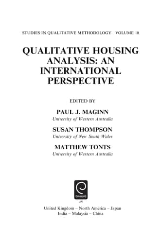 Qualitative Housing Analysis an International Perspective