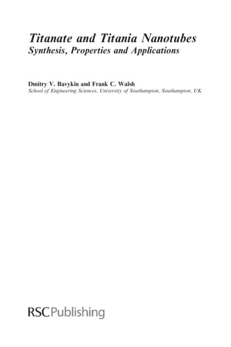 Titanate and Titania Nanotubes Synthesis, Properties and Applications