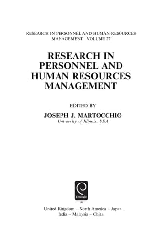 Research in Personnel and Human Resources Management