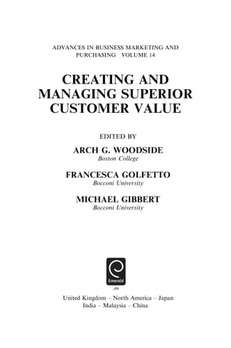 Creating and Managing Superior Customer Value