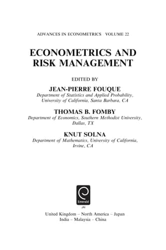 Econometrics and Risk Management