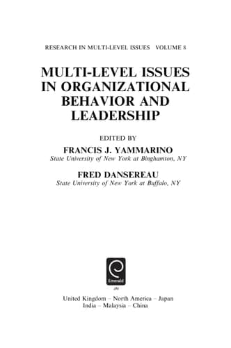 Multi-Level Issues In Organizational Behavior And Leadership