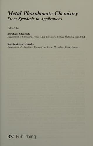 Metal Phosphonate Chemistry From Synthesis to Applications
