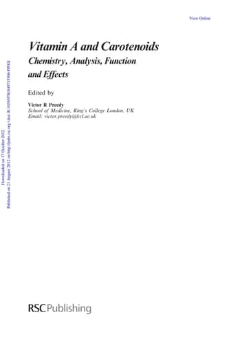 Vitamin A and Carotenoids Chemistry, Analysis, Function and Effects