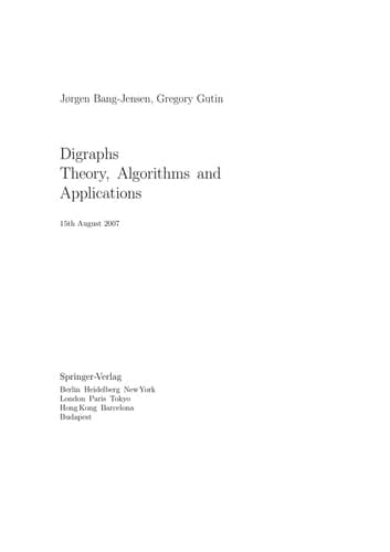 Digraphs: Theory, Algorithms and Applications
