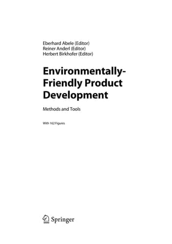 Environmentally-Friendly Product Development Methods and Tools