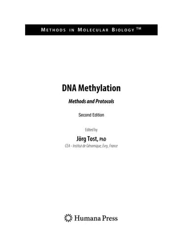 DNA Methylation Methods and Protocols