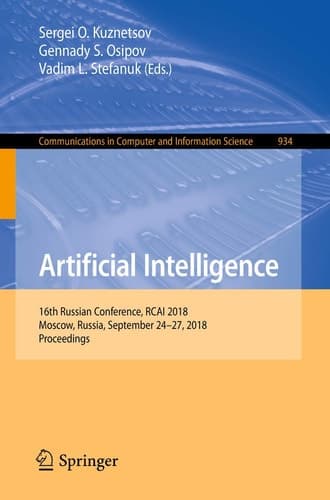 Artificial Intelligence 16th Russian Conference, RCAI 2018, Moscow, Russia, September 24-27, 2018, Proceedings