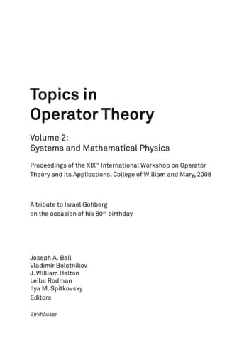 Topics in Operator Theory Volume 2: Systems and Mathematical Physics