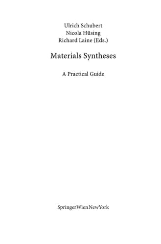 Materials Syntheses A Practical Guide