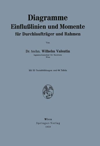 Diagramme Einflußlinien und Momente für Durchlaufträger und Rahmen Diagramme