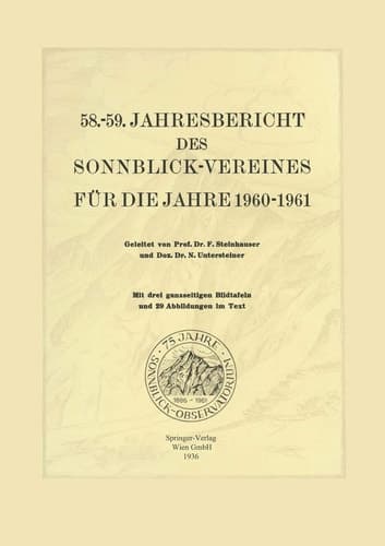 58.–59. Jahresbericht des Sonnblick-Vereines für die Jahre 1960–1961