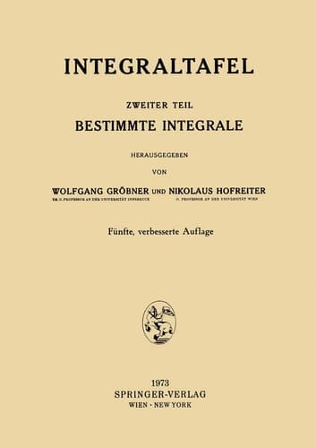 Integraltafel Zweiter Teil Bestimmte Integrale